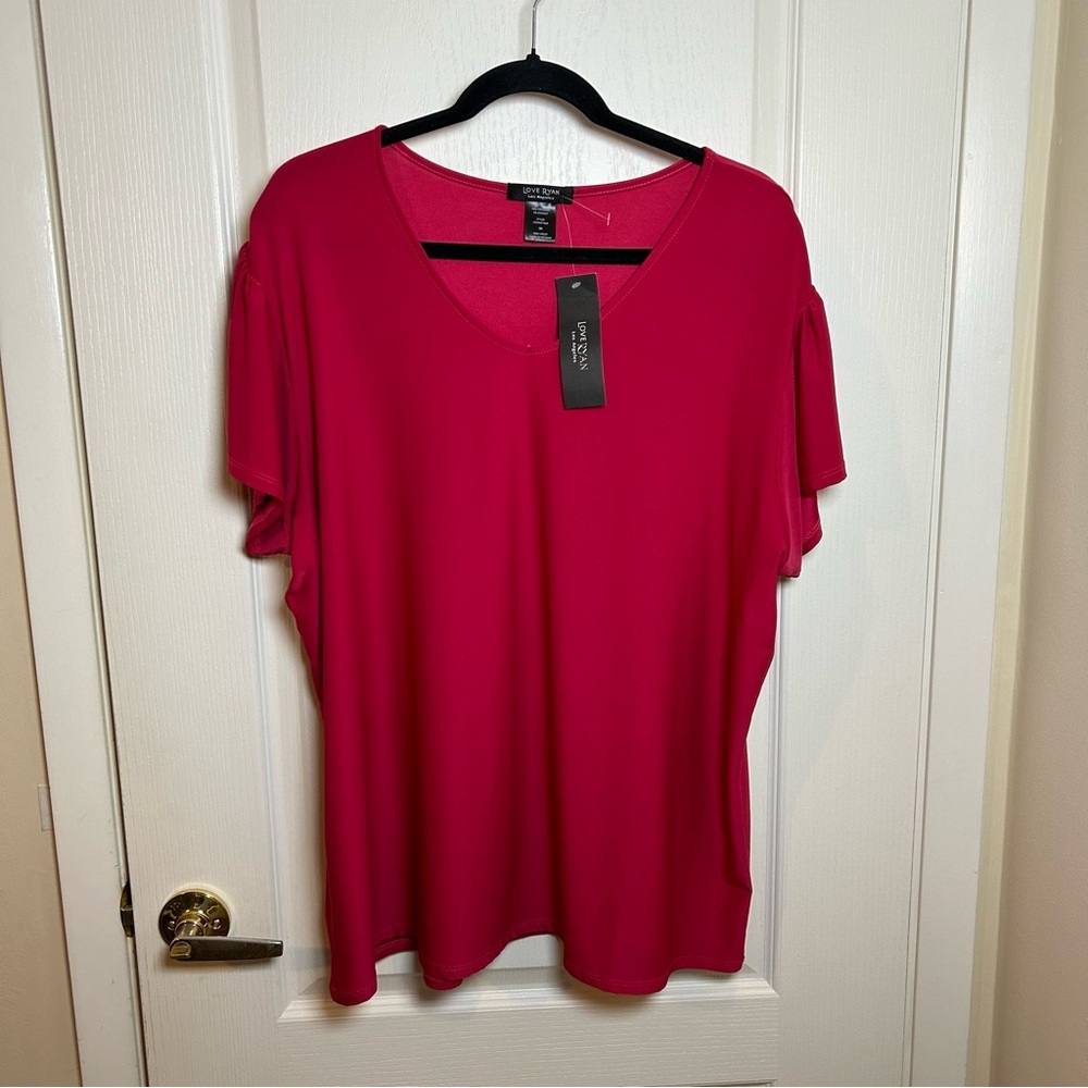 Women’s Love Ryan Red Flowy Blouse Dressy/business Wear Size 3XL NEW